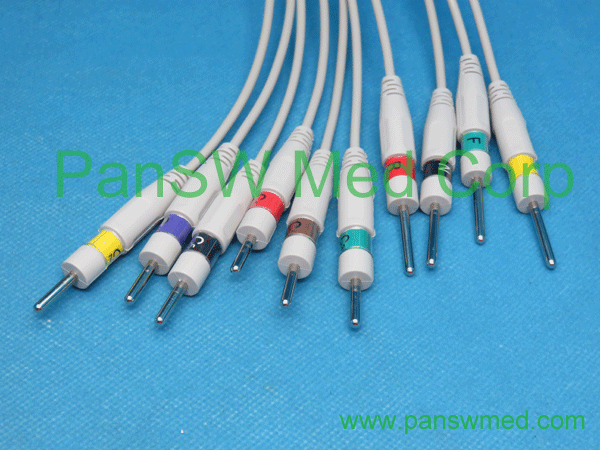 Compatible Schiller Defigard 5000 10-Lead ECG Cable electrode-end view