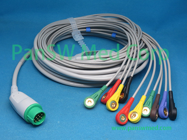 Compatible Schiller Defigard ECG Cable Ten Leads IEC Snap - PanswMed