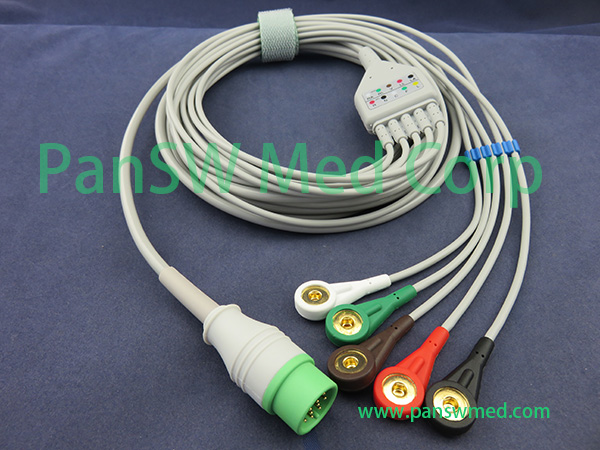 Compatible Biolight ECG Cable 5leads AHA Snap – PanswMed