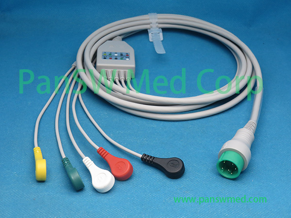 Compatible Creative K10 ECG Cable 5leads IEC Snap - PanswMed