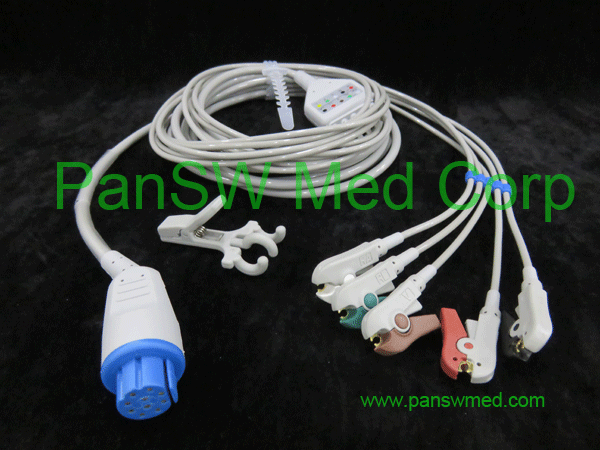Compatible ECG Cable For Datex Ohmeda 5 Leads AHA Color Clip