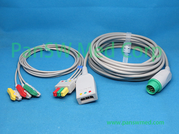Compatible Fukuda Denshi ECG trunk cable 3-lead IEC clip