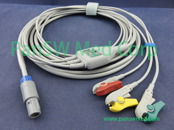 Compatible Huntleigh SC 750 SC 1000 ECG CABLE 3leads IEC Clip – PanswMed