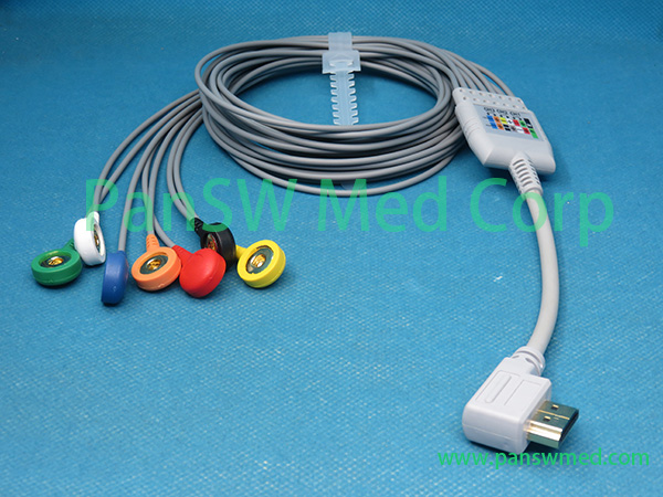 Compatible Labtech Holter 7-lead IEC snap cable