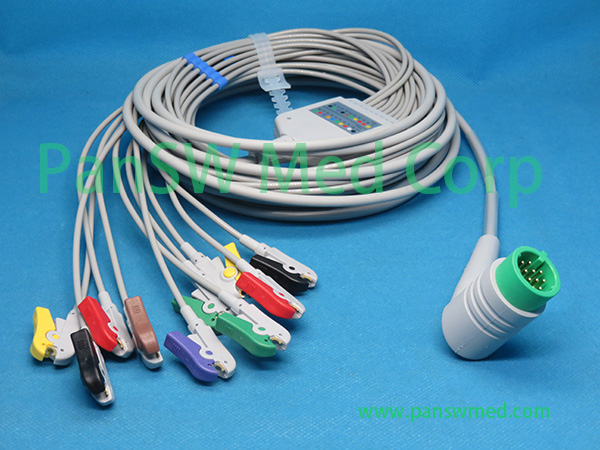 Compatible Medtronic/Physio-Control integrated 10-lead ECG Cable with Leadwire