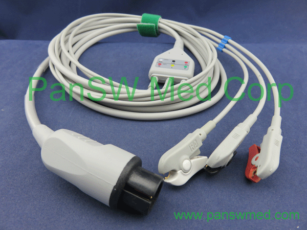 Compatible Mindray ECG cable 3 leads AHA clip