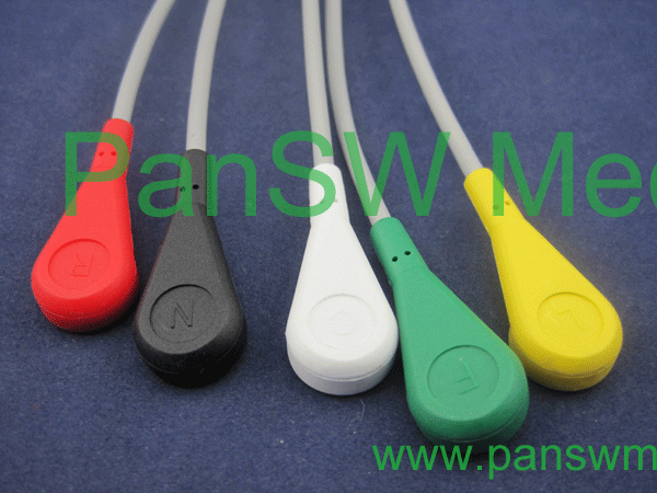 general use One piece 5-lead ECG cable with leadwire