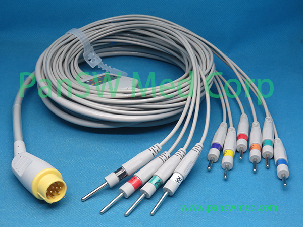 Compatible Welch Allyn PIC 50 10-Lead ECG Patient Cable leadwire option