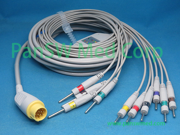 Compatible Welch Allyn PIC 50 10-Lead ECG Patient Cable electrode-end view