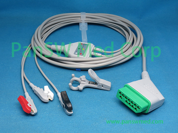 Compatible Nihon Kohden JC 906P BR 903 ECG Cable 3leads AHA Clip - PanswMed