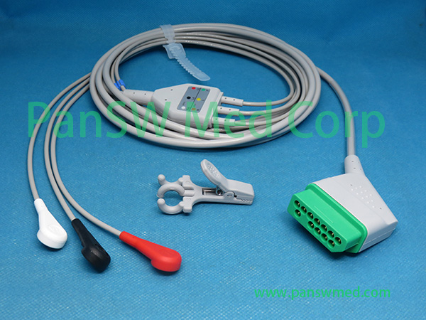 Compatible Nihon Kohden Jc 906P Br 903 Ecg Cable 3Leads Aha Snap – Pan-SW Med