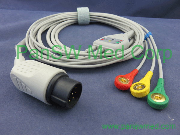 Compatible Nihon Kohden Ecg Cable 3 Leads Snap IEC – PanswMed