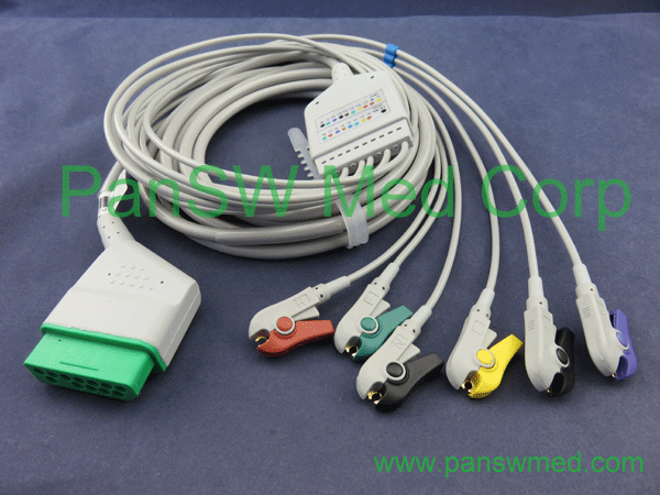 Compatible Nihon Kohden Ecg Cable 6 Leads Integrated Clip IEC – PanswMed