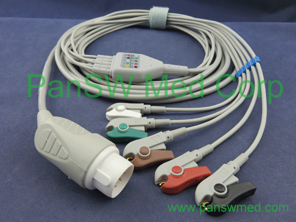 Compatible HP M1733A M1735A 3-lead defibrillation patient monitor ECG cable withleadwire