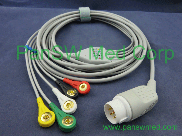 Compatible HP M1733A M1735A 3-lead defibrillation patient monitor ECG cable withleadwire
