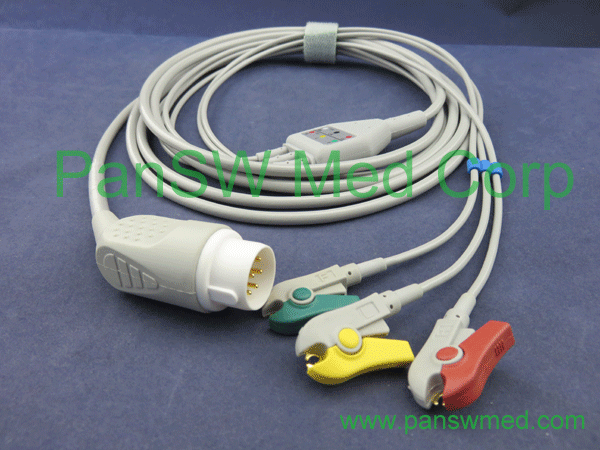 Compatible HP M1733A M1735A 3-lead defibrillation patient monitor ECG cable withleadwire