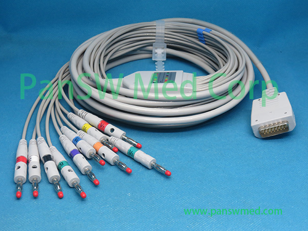 Compatible Shanghai Kohden ECG Cable AHA Banana - PanswMed
