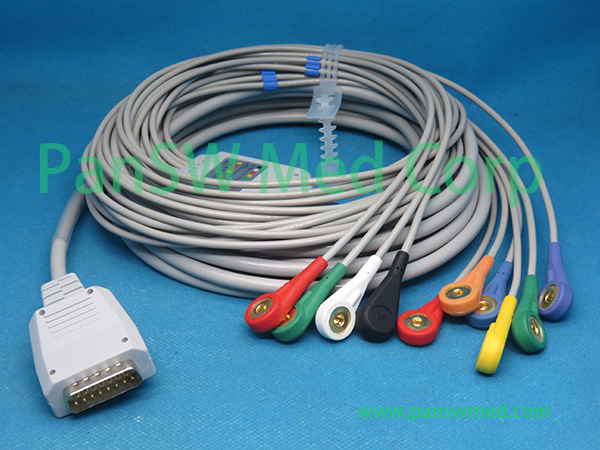 compatible shanghai kohden ECG cable AHA snap
