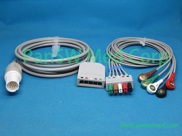 Compatible Siemens Drager PM8060 ECG Trunk Leads AHA Snap - PanswMed