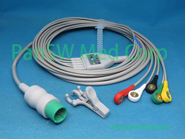 Compatible Spacelabs one piece 5-lead ECG cable with leadwire 700-0008-06