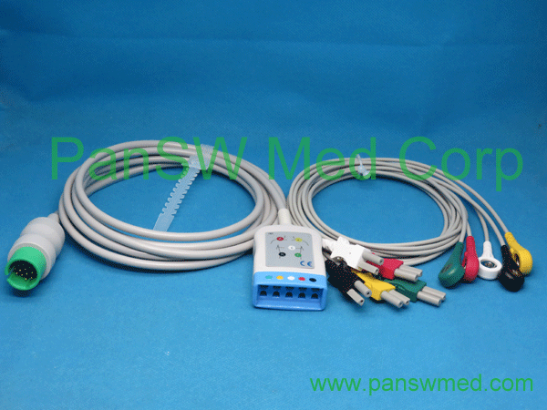 Compatible Spacelabs ECG Trunk Leads 5leads IEC Snap - PanswMed