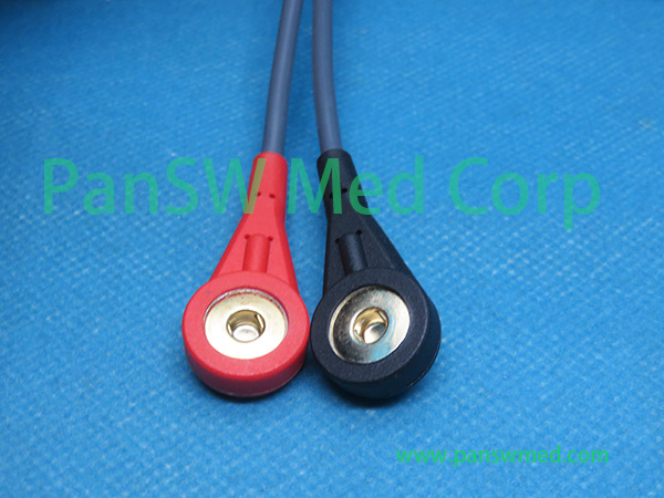 Compatible Tens Cable Red Black Snap 5mm 3 – PanswMed