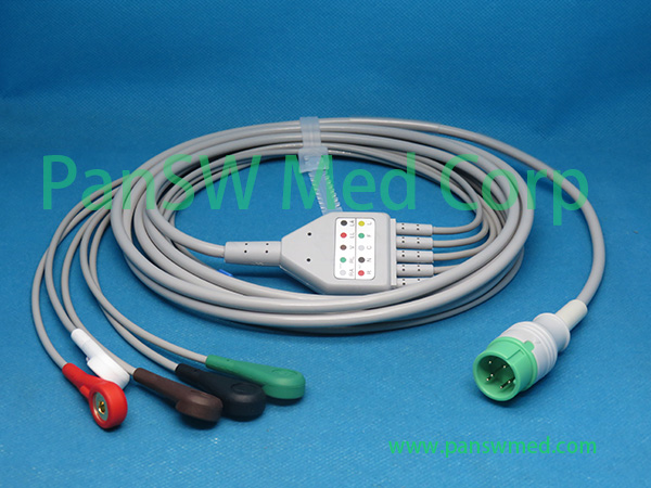 Compatible Zoncare ECG Cable 5leads AHA Snap – PanswMed