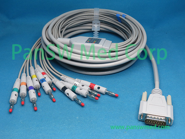 Compatible Zoncare 15-pin ECG machine patient cable