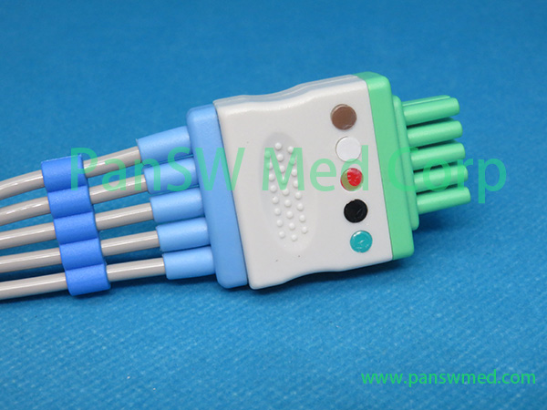 Compatible Datascope ECG Leads 5 Leads AHA Connector