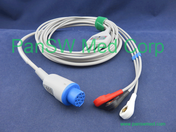 Datex Ohmeda ECG Cable 3 Leads AHA Color Snap