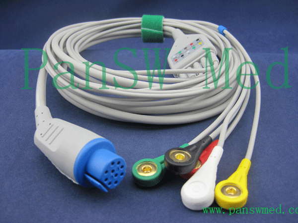 Datex Ohmeda integrated ECG cable IEC snap