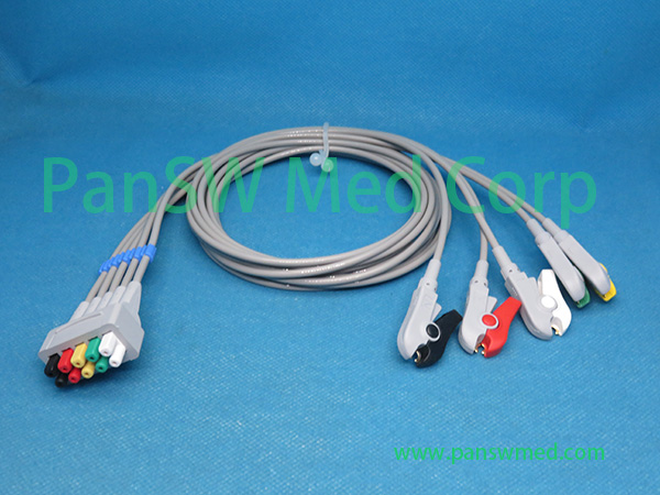 Compatible GE Responder 416035-001 / 416035-002 10-Lead ECG Trunk Cable electrode-end view