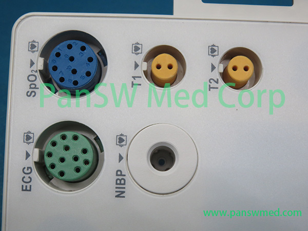 Refurbished Mindray iMEC10 multi-parameter monitor panel connector area view
