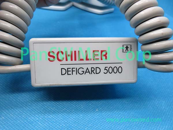 Refurbished Schiller DEFIGARD 5000 external paddle handle and cable view