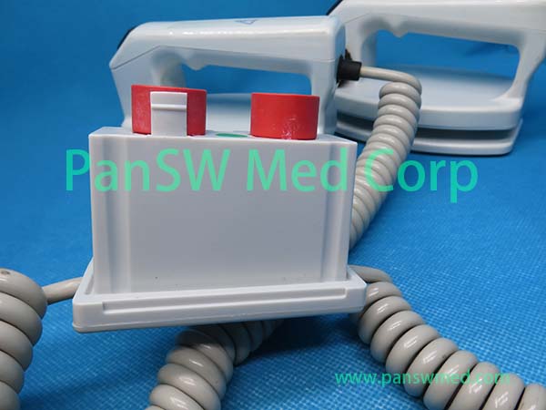 Refurbished Schiller DEFIGARD 5000 external defibrillator paddle side view