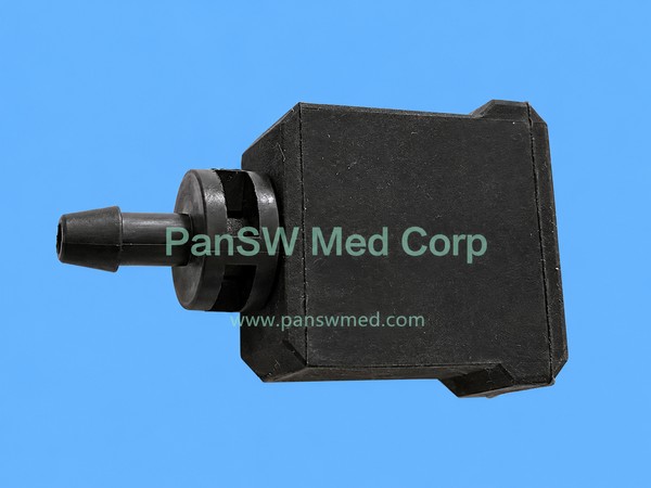 Black connector for Olympus endoscope cleaning irrigator with hose-barb connection