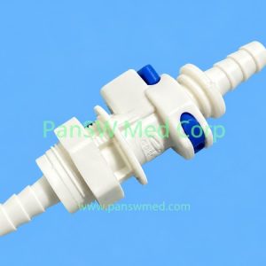 Cleaning quick connector for Olympus gastroscopes with blue release mechanism and retaining nut