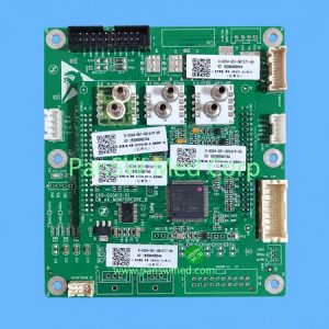 COMEN monitoring board assembly with three paired pneumatic ports and a core module marked 050-000613-01 CM_AX_MONITORCORE_B.