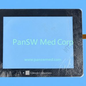 Edwards Lifesciences branded touch panel with black border, transparent center and side flexible tail