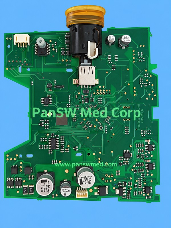 Circuit board supplied as a Fisher & Paykel CPAP mainboard, showing internal connectors and attached interface components.