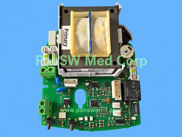 Circuit board supplied as a Fisher & Paykel MR810 humidifier mainboard, showing a mounted transformer, fuse holders, relay and connectors.