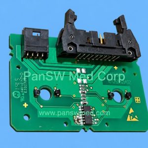 Gambro AK 96/98 arterial/venous line clamp circuit board with black connectors and mounting holes
