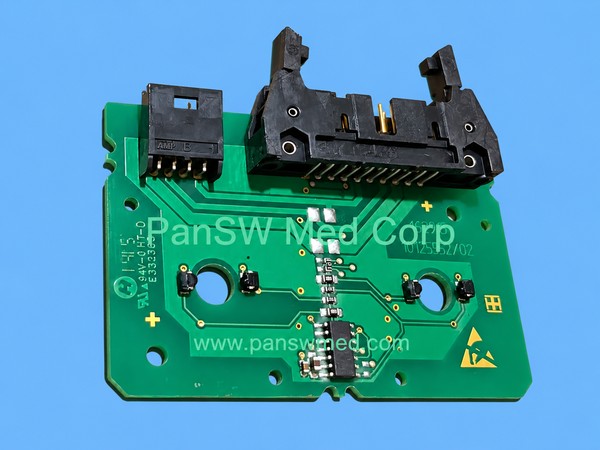 Gambro AK 96/98 arterial/venous line clamp circuit board with black connectors and mounting holes