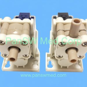 Two Gambro AK 96 solenoid valve assemblies with hose connections and mounting brackets