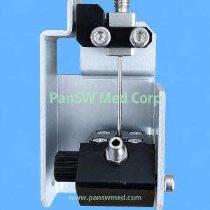 Piercing needle assembly supplied for Mindray BC-6800 and BC-6900, showing a needle mounted in a metal bracket with fittings and mounting blocks.