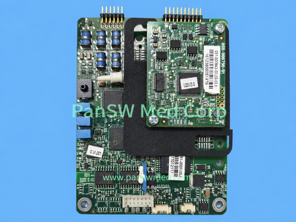 Mindray iP10 parameter board assembly with a smaller mounted circuit board, pin headers and connectors