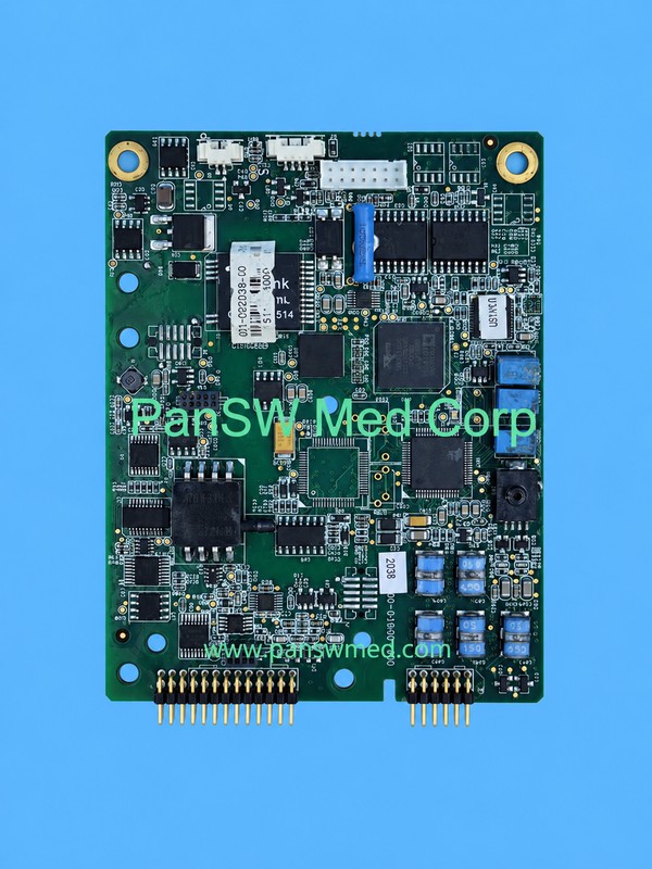 Mindray iPM8 parameter board with pin headers, white connectors and electronic components
