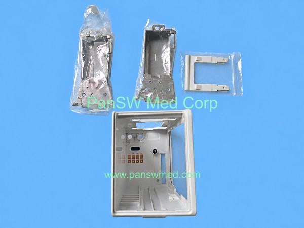 Mindray N1 rear housing shown with separate metal fittings and a small plastic frame