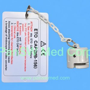 Olympus MB-156 endoscope ETO cap with chain and labeled instruction tag