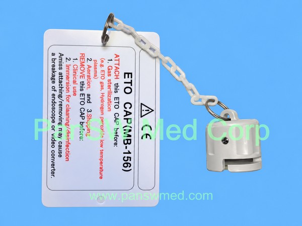 Olympus MB-156 endoscope ETO cap with chain and labeled instruction tag